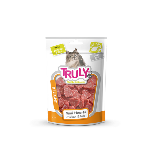 Truly Dry Treat for Cats 50 gm - Chicken & Fish Mini Hearts