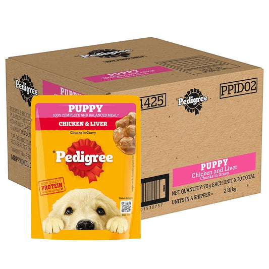 Pedigree Wet Food Gravy for Puppy Dog 70 gm - Chicken & Liver
