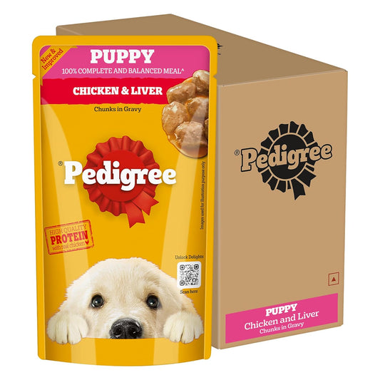 Pedigree Wet Food Gravy for Puppy Dogs 130 gm - Chicken & Liver