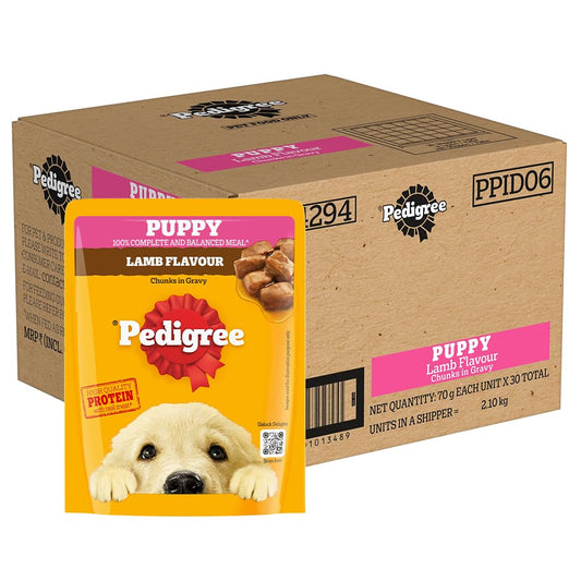 Pedigree Wet Food Gravy for Puppy Dogs 70 gm - Roasted Lamb