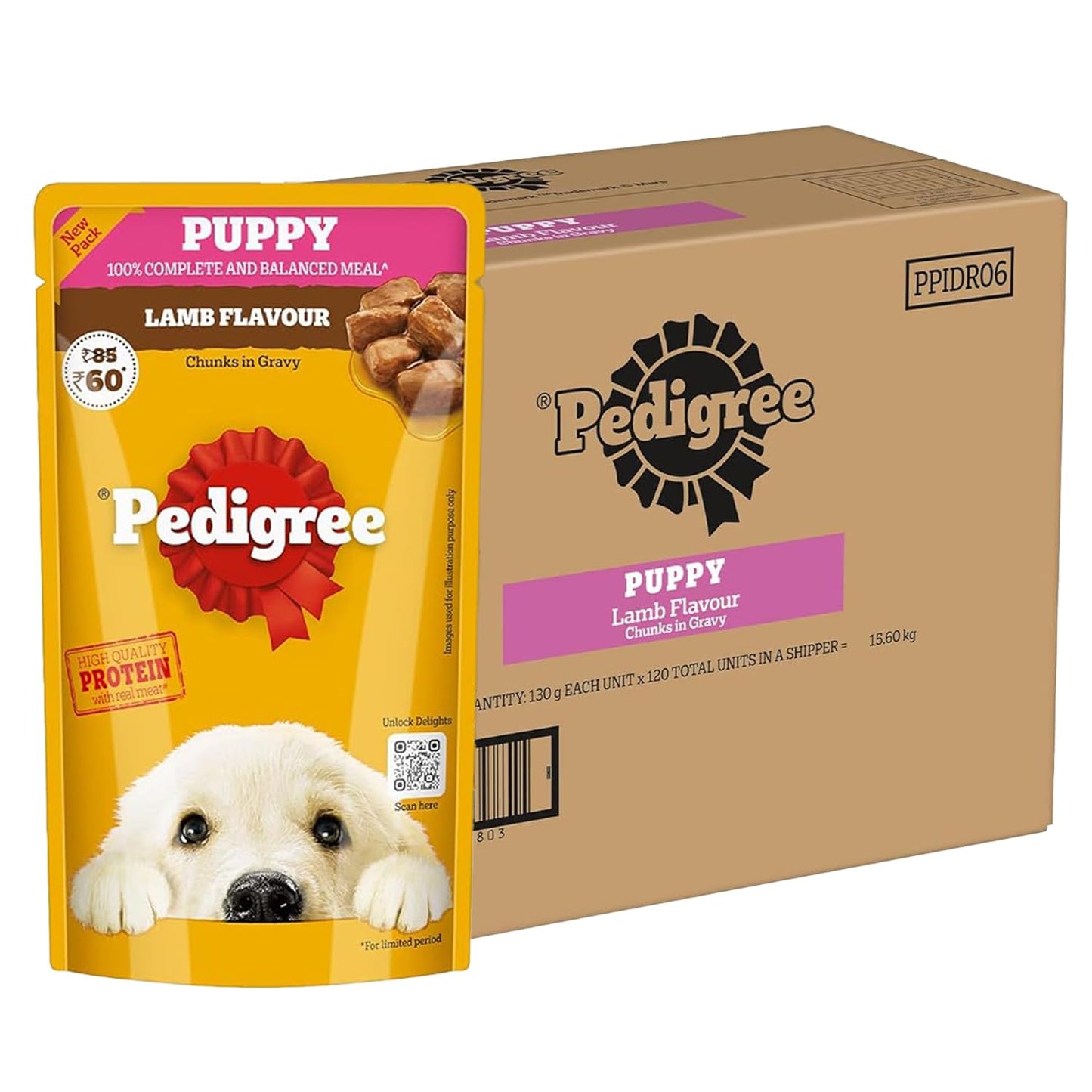 Pedigree Wet Food Gravy for Puppy Dogs 130 gm - Roasted Lamb