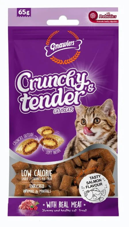 Gnawlers Crunch & Tender Dry Treats for Cats - Salmon