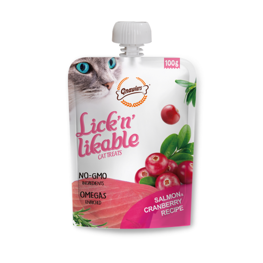 Gnawlers Lick n Lickable Creamy Treats for Cats - Salmon & Cranberry