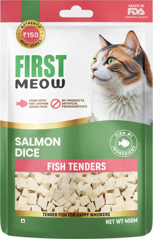 First Meow Dry Treats for Cats 40 gm - Salmon Dice
