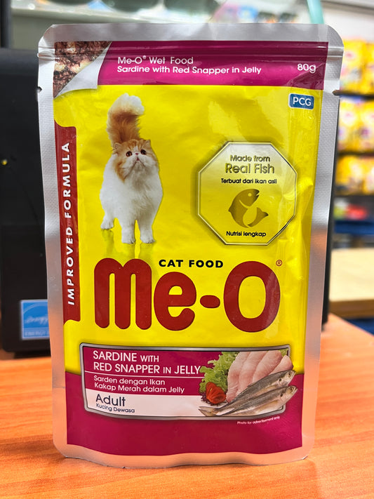 MeO Cat Wet Food (Adult Sardine With Red Snapper in Jelly) 80 gm