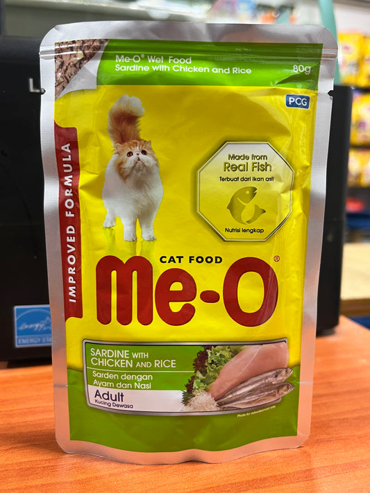 MeO Cat Wet Food (Adult Sardine With Chicken & Rice) 80 gm