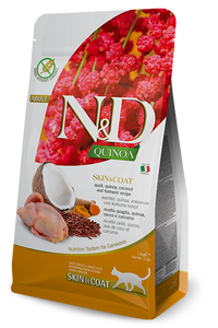 N&D Quinoa Dry Food for Adult Cats - Skin & Coat ( Quail, Coconut & Turmeric )