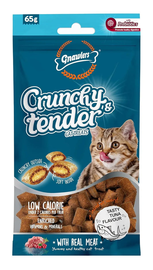Gnawlers Crunch & Tender Dry Treats for Cats - Tuna