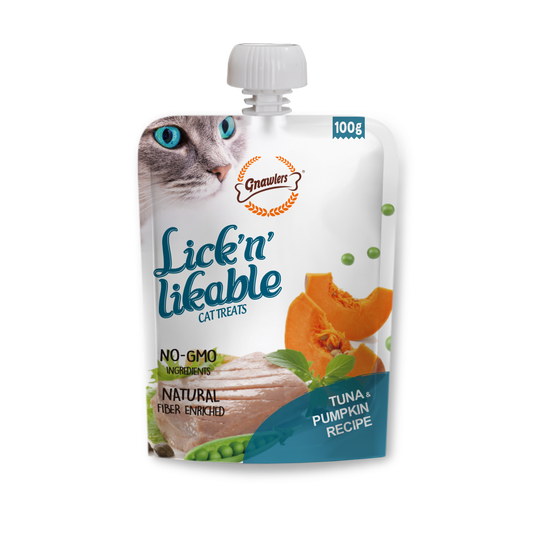 Gnawlers Lick n Lickable Creamy Treats for Cats - Tuna & Pumpkin