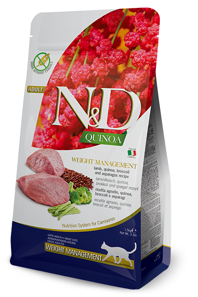 N&D Quinoa Dry Food for Adult Cats - Weight Management ( Lamb, Broccoli & Asparagus )