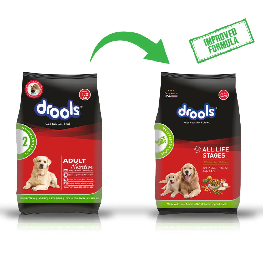 Drools 100% Vegetarian Dry Food for Dogs - Puppy & Adult (All Life Stages)