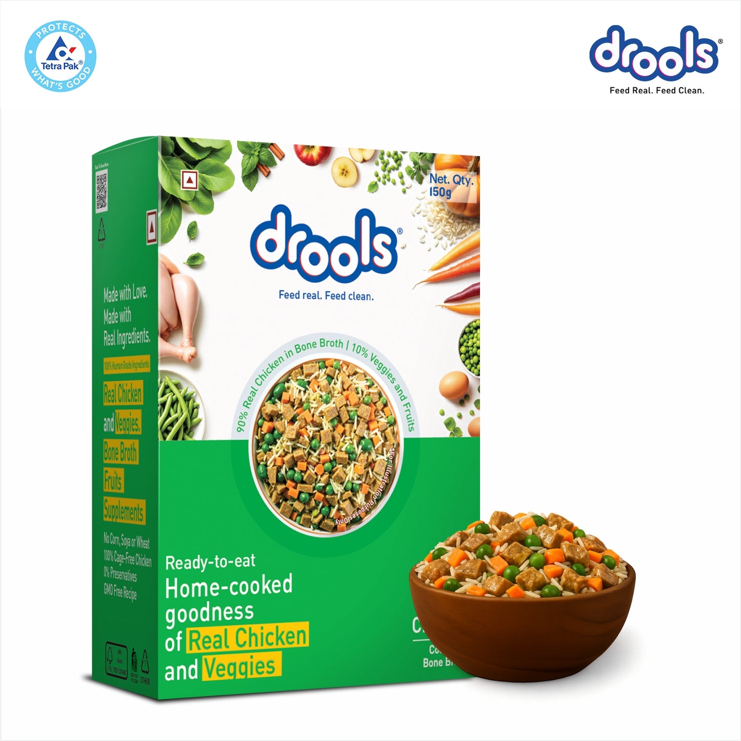Drools Tetra Pack Real Chicken Veggies 150gm for Puppy / Dogs