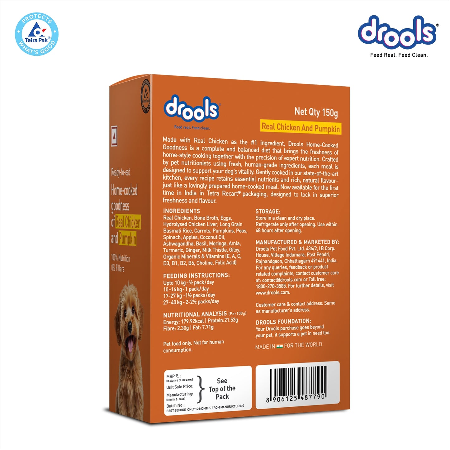 Drools Tetra Pack Real Chicken Pumpkin 150gm for Puppy / Dogs