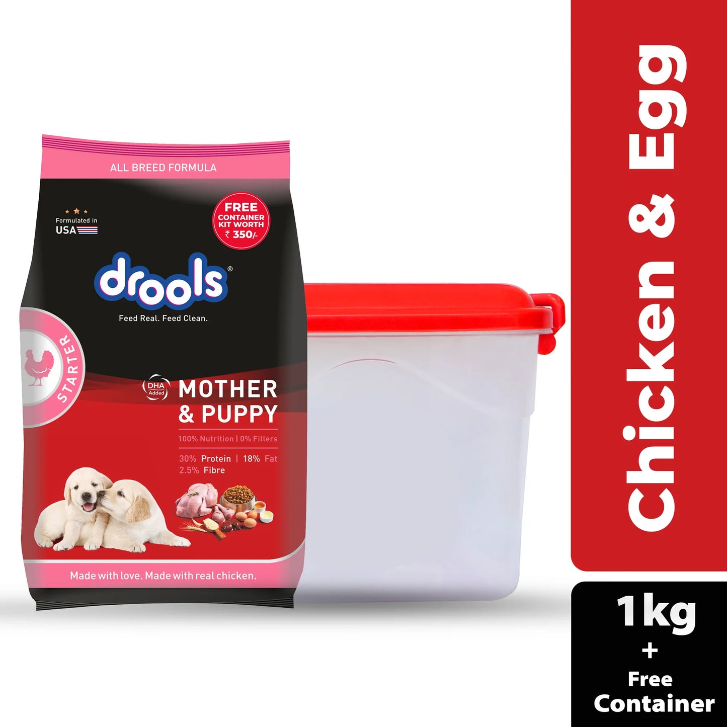 Drools Chicken & Egg Starter Dry Food for Dogs - Mother & Puppy