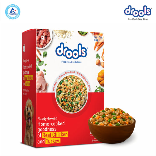 Drools Tetra Pack Real Chicken Turkey 150gm for Puppy / Dogs
