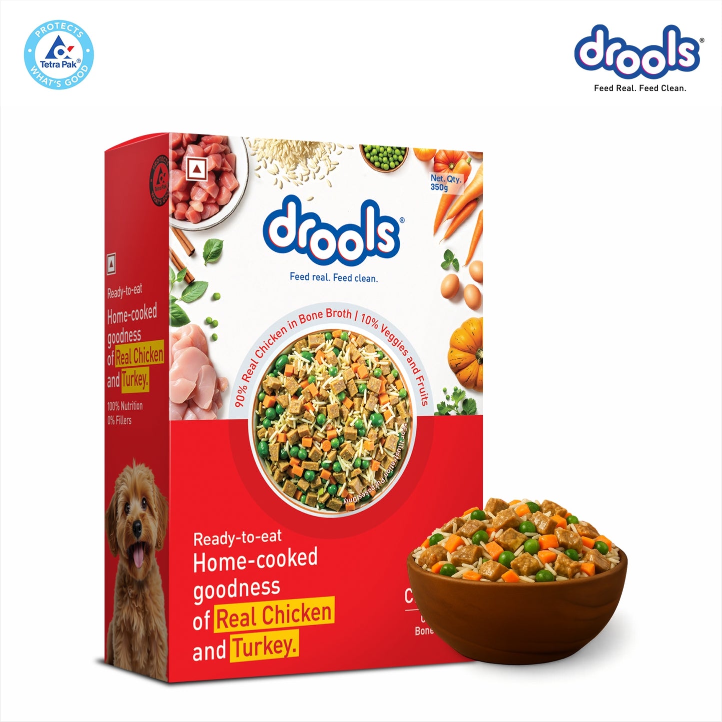 Drools Tetra Pack Real Chicken Turkey 350gm for Puppy / Dogs