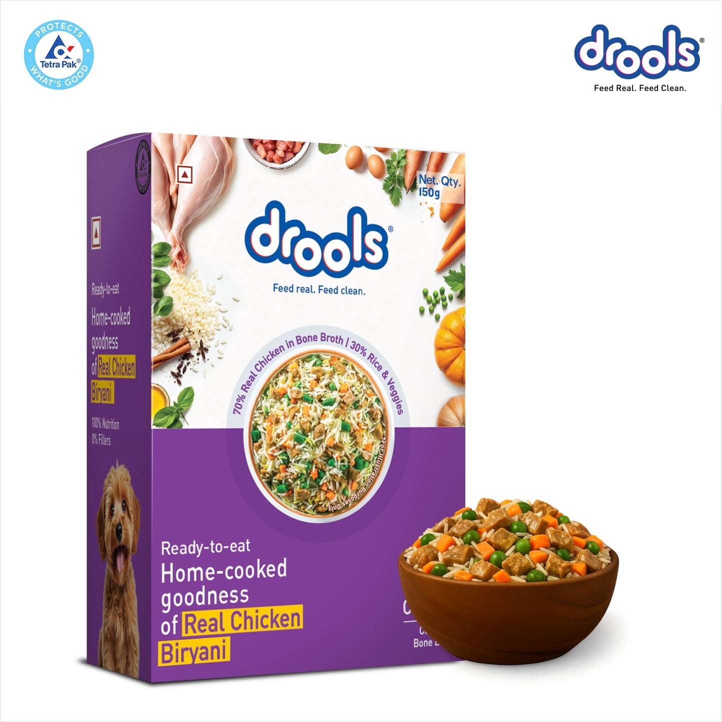 Drools Tetra Pack Real Chicken Biryani 150gm for Puppy / Dogs