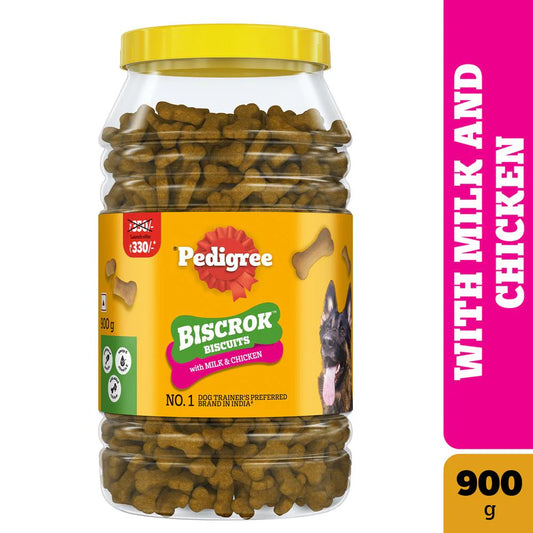 Pedigree Biscrok Biscuits For Dogs 900 gm Jar - Milk & Chicken