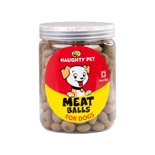 Naughty Pet Biscuits Jar for Dogs 300 gm - Meat Balls